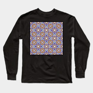 Mosaic Mandala Blue Gold Long Sleeve T-Shirt